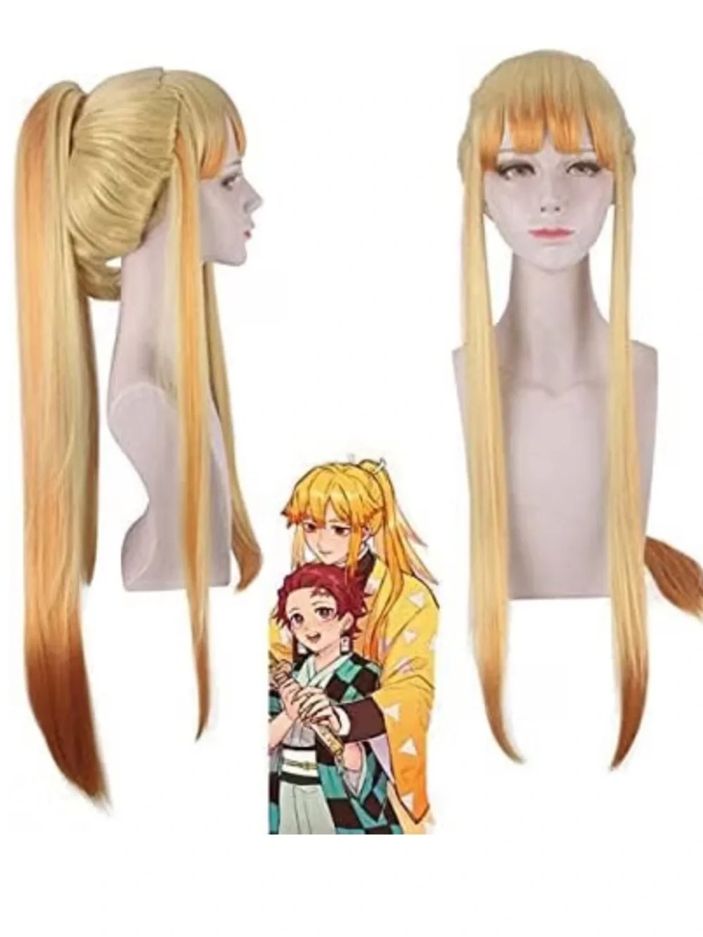 NWT Agatsuma Zenitsu Anime Cosplay Ombre Synthetic Wig